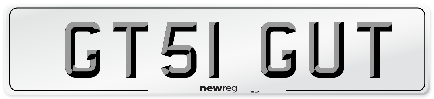 GT51 GUT Number Plate from New Reg